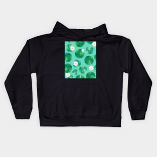 Lily Pads & Flowers Pond Pattern Kids Hoodie